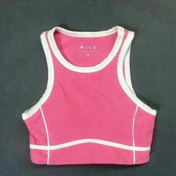 Wilo The Label Ribbed Sports Bra Pink Womens XS stretch Cute Soft Designer 0961 - Picture 1 of 6